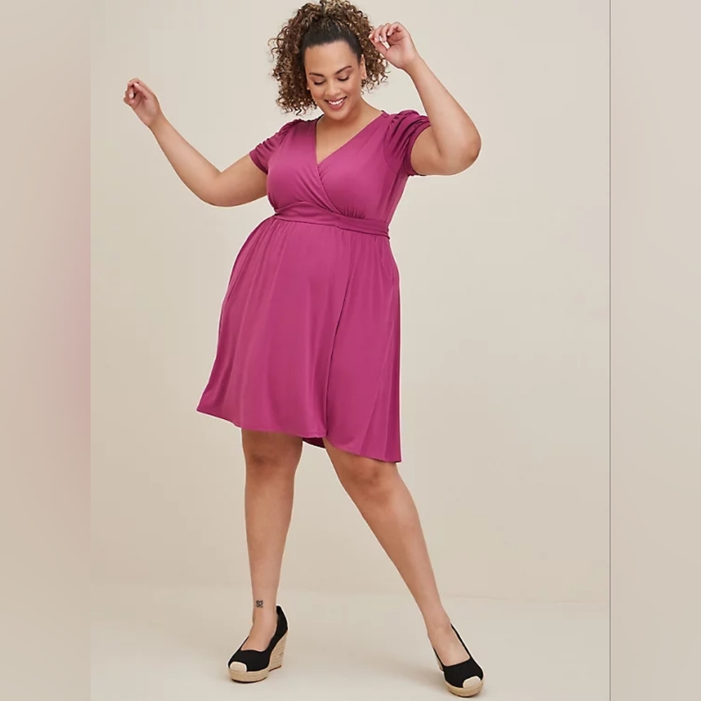 NWT Torrid Size 2 MINI STUDIO KNIT SURPLICE DRESS - Picture 3 of 9